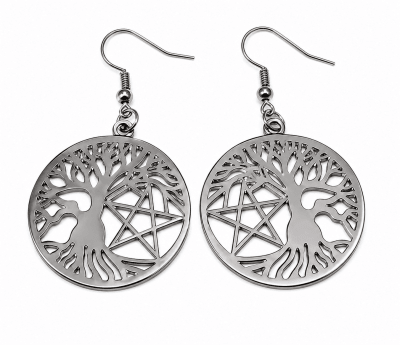 Aros Colgantes Acero Quirúrgico Árbol de la Vida  3cms Nº67 (Par)