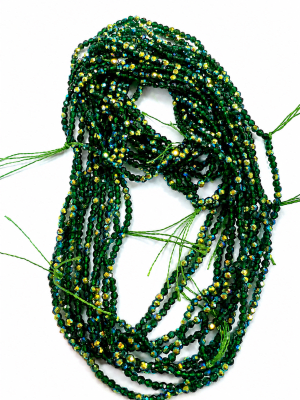 Cristal Verde Oscuro Dorado Rondelle 2x2mm (Tira)1