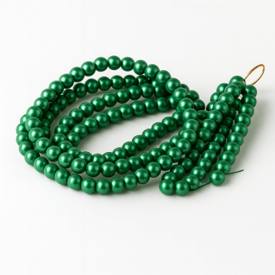 Perla Vidrio 6mm Verde Oscuro Redondo (Tira)1