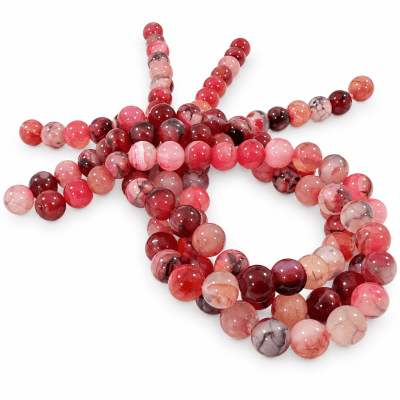 Agata Natural Vena Dragón 10mm Fucsia Redonda (Tira)