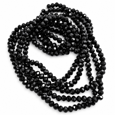 Cristal Jet-Negro Rondelle 6x3mm (Tira)
