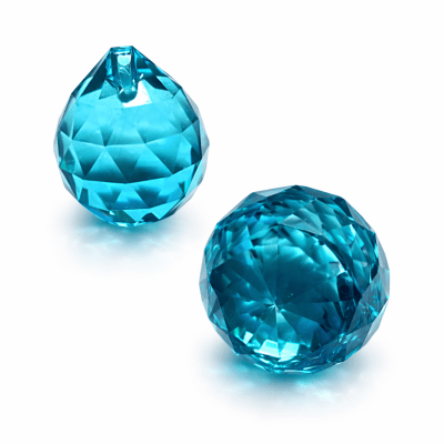 Prisma Vidrio Gota Facetada Circón Azúl 32x30mm (Unidad)1