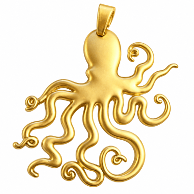 Colgante Bañado Oro 18K Mate Pulpo 8cms (Unidad)