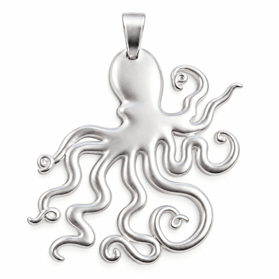Colgante Bañado Plata Mate Pulpo 8cms (Unidad)