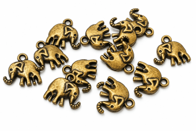 Colgante Envejecido Verde Elefante 12mm (10 Unidades)1