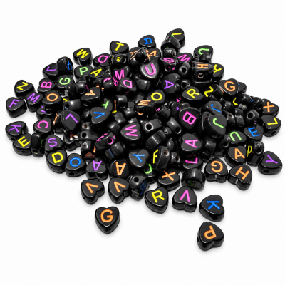 Letras Corazón Negras Colores  7mm (20 gramos)1
