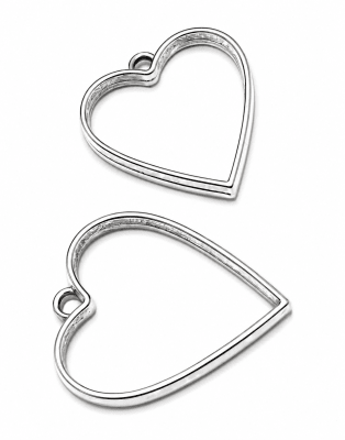 Base Colgante Metal Plateado Corazón para Resina 30mm (Unidad)