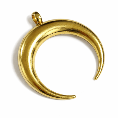 Base Collar Colgante Luna Invertida Metal Dorado XL 6 cms (Unidad)