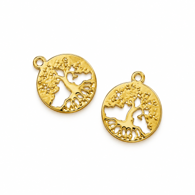 Colgante Chiche BAÑO ORO 18K Árbol de la Vida 12mm (Unidad)