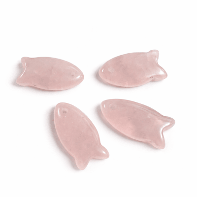 Colgante Pez Cuarzo Rosa Natural 24x13mm (Unidad)