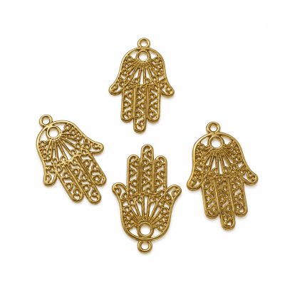 Colgante Chiche baño oro 18k Mano Fatima Delineada 12mm (Un)