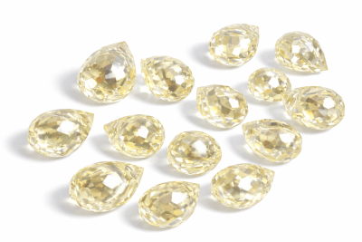 Gota Cristal Circón Gold Satín Perforada 10x8mm (10 Unidades)