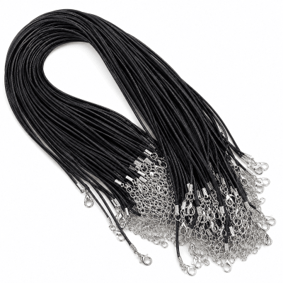Collar Simil Cuero Negro 2mm Broche (Tira)1