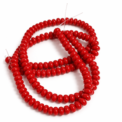 Vidrio Rojo Brillante Rondelle 8x6mm (Tira)