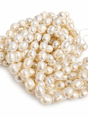 Perla Natural Arroz Crema Lisa 10x8mm (Tira)