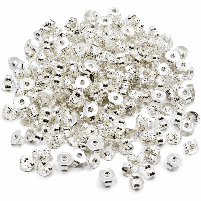 Tuerca Aro Metal Plateada (10 Pares)