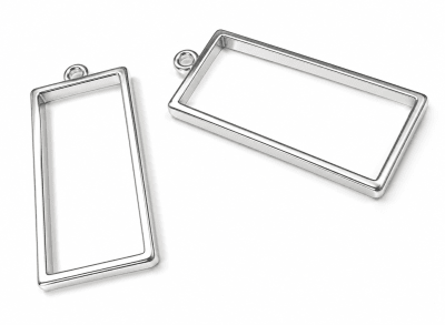 Base Colgante Metal Plateado Rectangular para Resina 43x20mm (Unidad)