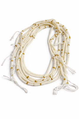 Perla Checa Crema Dorado Redonda Lisa 2mm (Tira)