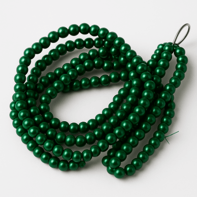 Perla Vidrio 4mm Verde Oscuro Redondo (Tira)1