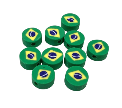 Divisor Fimo Redondo Bandera Brasil (10 Unidades)