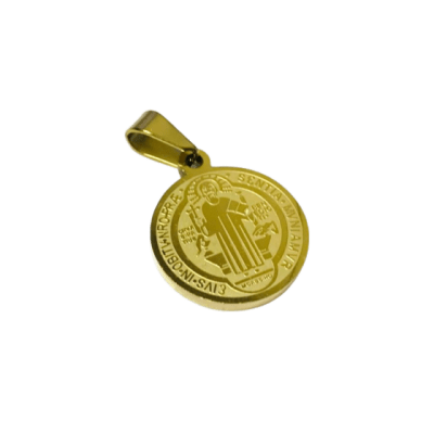 Colgante Acero Quirúrgico Dorado San Benito 15mm Nº116 (Unidad)1
