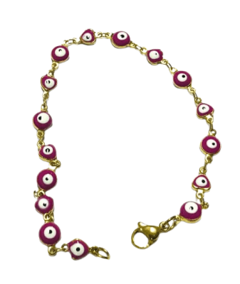 Púlsera Acero Quirúrgico Ojo Turco Burdeo Dorado Nº28 (Un)1