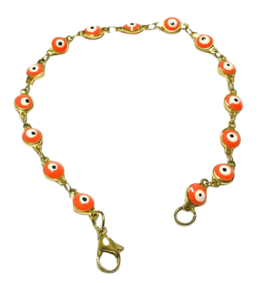 Púlsera Acero Quirúrgico Ojo Turco Naranjo Dorado Nº83 (Un)1