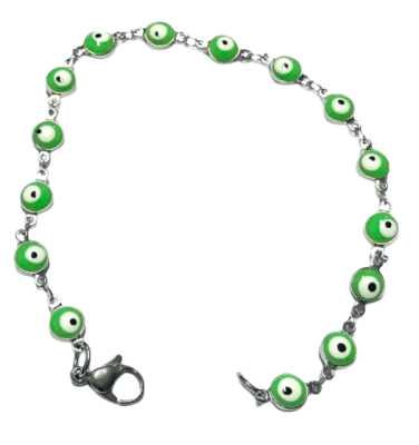 Púlsera Acero Quirúrgico Ojo Turco Verde Nº82 (Un)