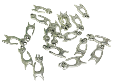Colgante Plateado Gato 25x5mm (10 Unidades)