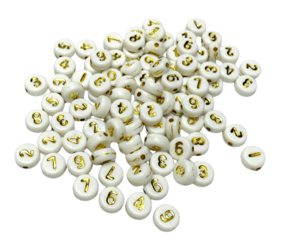 Números Redondos Blanco Dorado 6mm (20 gramos)