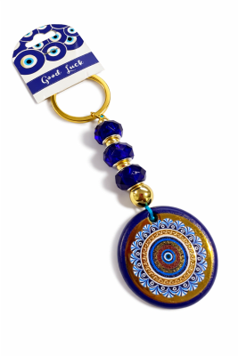Llavero Metal y Medallón Circular Ojo Turco (Unidad)1