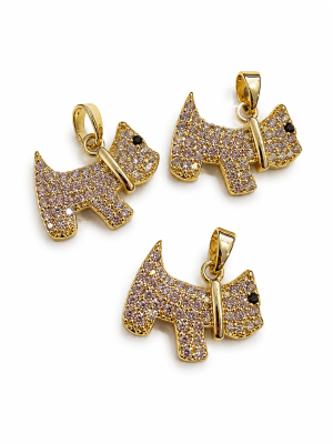 Colgante Perrito Circones y Baño Oro 18K (Unidad)1