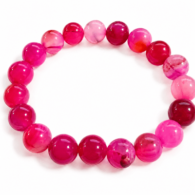 Pulsera Agata Fucsia Elasticada 10mm (Unidad)