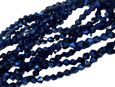 Cristal Bicono Azúl Metálico Encendida 4mm (Tira)1