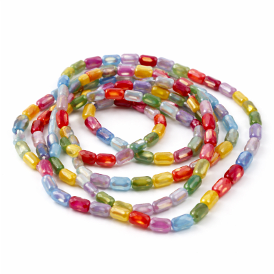 Cristal Rectangular Facetada Colores Mix 9x6mm (Tira)