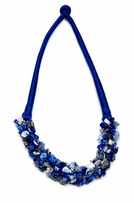 Collar Cordón Hilado y Lapislázuli Broche (Tira)