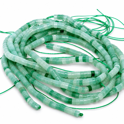 Aventurina Verde Natural Rondelle Tubo 4x3mm (Tira)