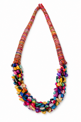 Collar Cordón Hilado y Madre Perla Mix Broche (Tira)