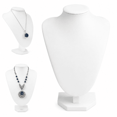 Cuello Exhibidor Collar Cadena Blanco Lujo 30x17 cms (Un)2