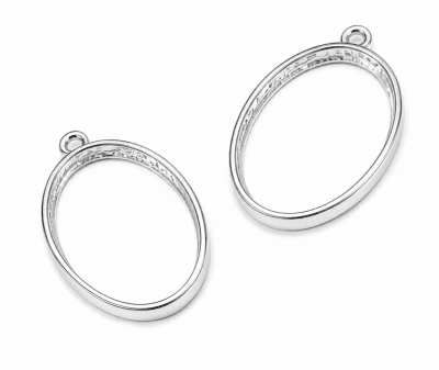 Base Colgante Metal Plateado Oval para Resina 34x23mm (Unidad)