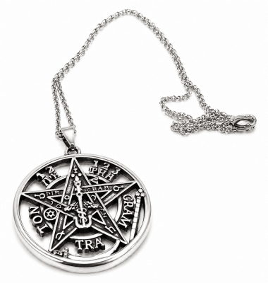 Colgante y Cadena Tetragramatón Acero Quirúrgico (Set)