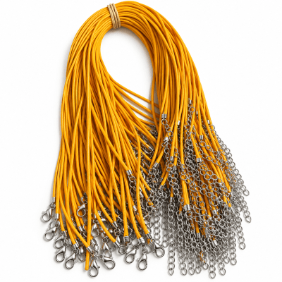 Collar Simil Cuero Mostaza 2mm Broche (Tira)1