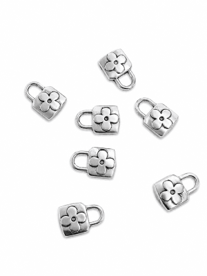 Colgante Plateado Candado 12mm (10 Unidades)