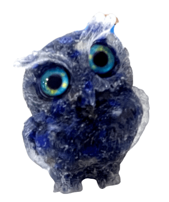 Búho Lapislázuli Resina y Piedra Picada (Unidad)1