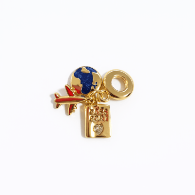 Colgante Charm Viaje Mundo Baño Oro 18K (Unidad)