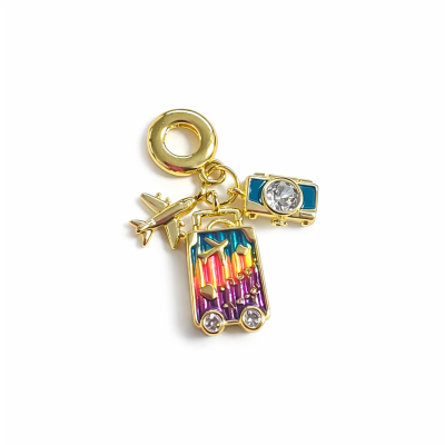Colgante Charm Viaje Maleta Baño Oro 18K (Unidad)1