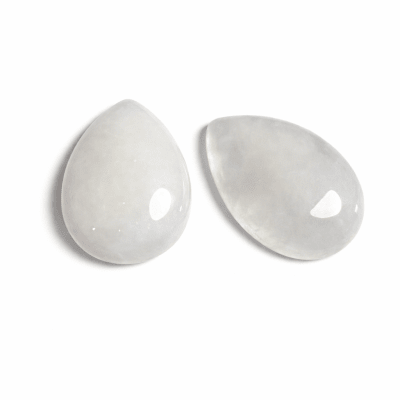 35x25mm Cuarzo Blanco Natural Coubuchón Gota (Un)