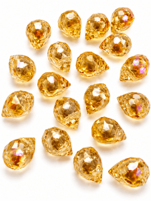 Gota Cristal Circón Gold Satín Perforada 10x8mm (10 Unidades)