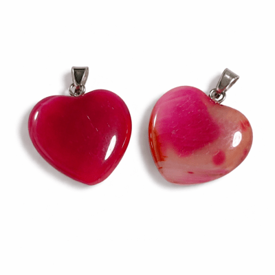 Colgante Agata Fucsia Natural Corazón 18mm (Unidad)