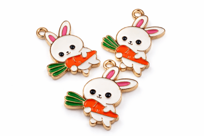 CColgante Conejo Dorado Esmalte 20mm (10 Unidades)